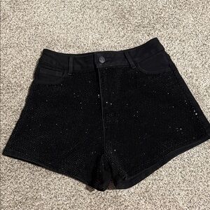 Elegant Black Sequin High Waist Shorts
